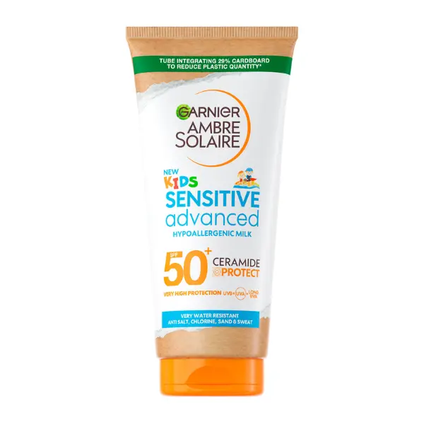 Leche hipoalergénica avanzada para pieles sensibles Garnier Ambre Solaire Kids SPF50+, 175 ml - 1