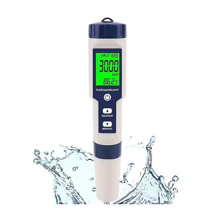 Probador de sal de Piscina, medidor de salinidad Digital, Alta precisión 5 en 1, probador de salinidad para Agua Salada, IP67 - 1