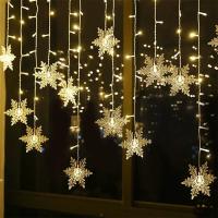 Luces De Cadena LED De Encaje De Copos De Nieve Con 8 Modos EU Plug Para Decoración Interior Y Exterior De Navidad Fiesta De Boda - details 8