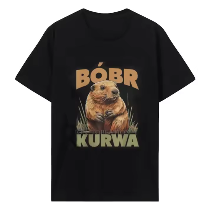 Camiseta Harajuku De Algodón Puro Para Hombre Beaver Estilo Casual Cuello Redondo Impreso Digital Sin Capucha Lavable En Máquina - 1