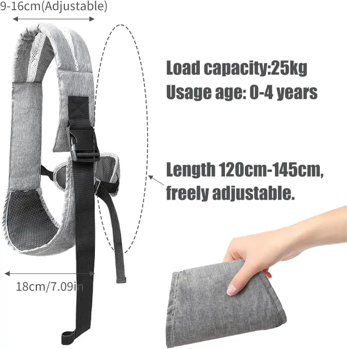 Portabebés Transpirable, Portabebés Ajustable, baby carrier,Gris, Doble Protección,Fácil de Transportar，Cómodo Y Transpirable, Universal Para Todas las Estaciones, Apto Para Bebés de 3 a 36 - 1
