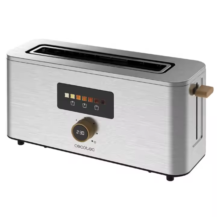 Tostador vertical Touch&Toast de acero con ranura larga, control táctil y 1000W de potencia - Cecotec - 1