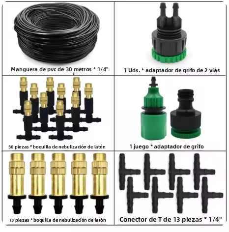 Sistema De Enfriamiento Por Neblinación Para Jardín 30M Con Roquetas De Latón 1/4'' Y Tubo De 4/7mm Para Patio Y Estufa - 1