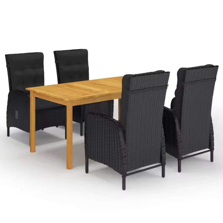 vidaXL Juego de comedor de jardín de 5 piezas negro - 1