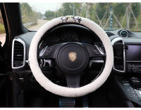 Funda De Volante De Coche De Lana De Oveja Creativa Con Bordado De Peluche Cubierta De Manija Térmica Para Otoño E Invierno - details 26