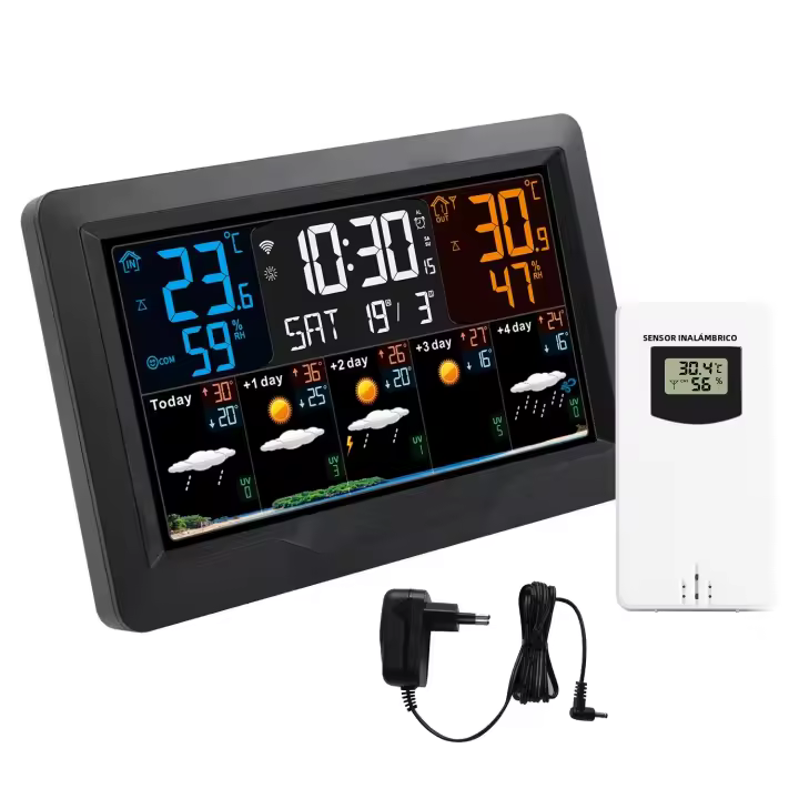 Estación Meteorológica Inteligente Tuya WIFI Medidor De Temperatura Y Humedad Para Interior Y Exterior Con Pronóstico Y Alarma De Clima - 1