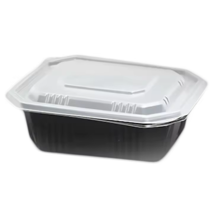 Envase PP 1 compartimento base negra con tapa 1000cc 50 unidades - 1