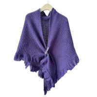Cayado De Cuero Marrón Para Mujer Estilo Coreano Moda De Invierno Con Lazo Triangular Mantón Tejido Cálido Para Otoño Y Invierno - details 8