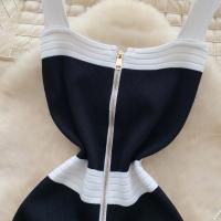 New Hotsweet Midi Bodycon Dress Diseño De Cremallera Sin Mangas Estilo Verano Playa Color Bloqueado Mujer Moda Elegante - details 6
