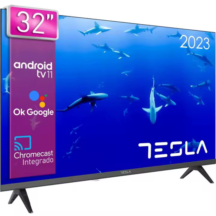 Tesla - Smart TV de 32" (81cm), Televisión Resolución UHD, Android TV 11, Hey Google Official Assistant, WiFi & Bluetooth, 2 Altavoces de 10W, Chromecast Integrado, 1.366x768 (32E635BHS) - 2025 - 1