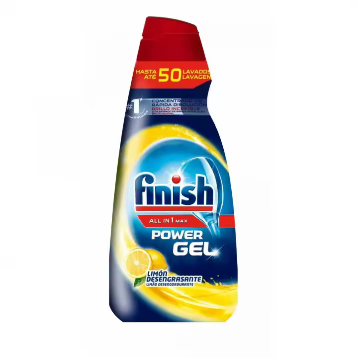 Finish All in 1 Max Power GEL LIMÓN Higiene Lavavajillas, Rápida Disolución, Limpieza y Brillo Ideal, Desengrasante, Poder de Limpieza, Profesional - 1