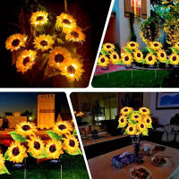 Lámparas Solares De Jardín Con 3 Cabezas Luz De Noche Exterior Impermeable LED Estilo Girasol Para Decoración De Hogar Y Paisaje - details 7
