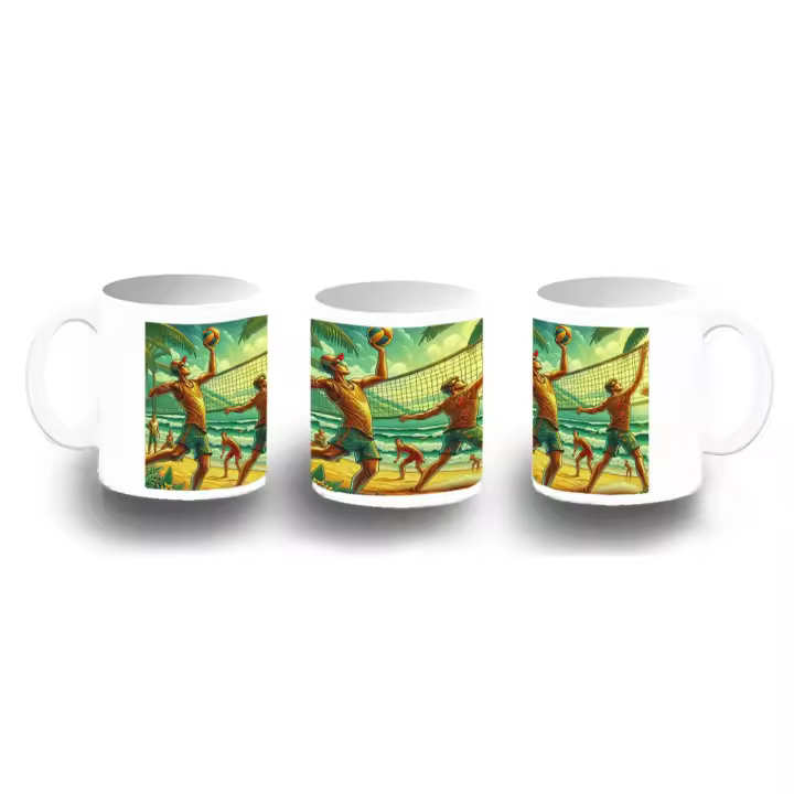 MERCHANDMANIA TAZA FOTOLUMINISCENTE juego voleyball pelota amigos deporte playa brilla oscuridad - 1
