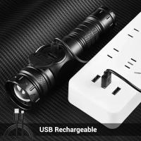 Linterna Táctica LED Más Potente Con Láser Blanco Recargable Por USB Luz De Torcha Con Zoom Y Gran Alcance Para Camping - details 2