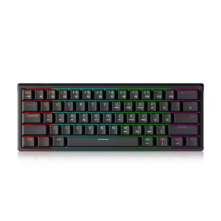 Teclado Mecánico De Juego USB MUCAI MK61 61 Teclas Cable Desmontable RGB Retroiluminado Intercambiable Caliente Rojo - 1