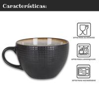 JUEGO DE 6 TAZONES DE CERÁMICA 425 ML - DISEÑO MODERNO Y TEXTURIZADO PARA CAFÉ, TÉ Y DESAYUNO - SET DE 6 PIEZAS CON INTERIOR COLORIDO (COBRE, MARRÓN, GRIS) - RESISTENTES Y APTOS PARA USO DIARIO - details 0