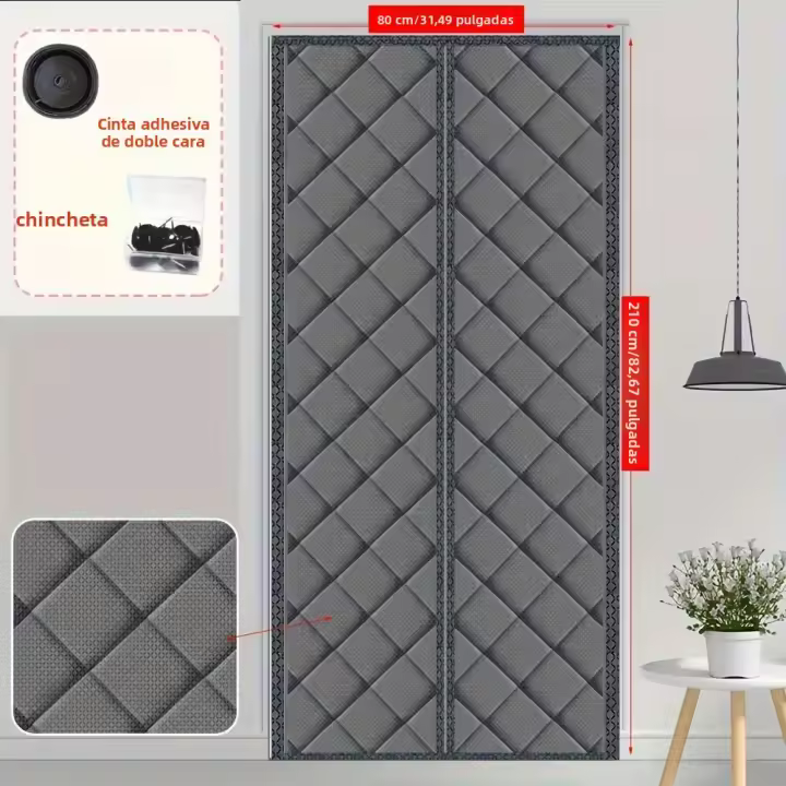 Cortina De Puerta Magnética Para Invierno Fácil De Instalar Diseño De Forro Y Bordes Ampliados Ahorro De Energía Todo El Año Decoración Para El Hogar Tamaño W90cm*H210cm - 1