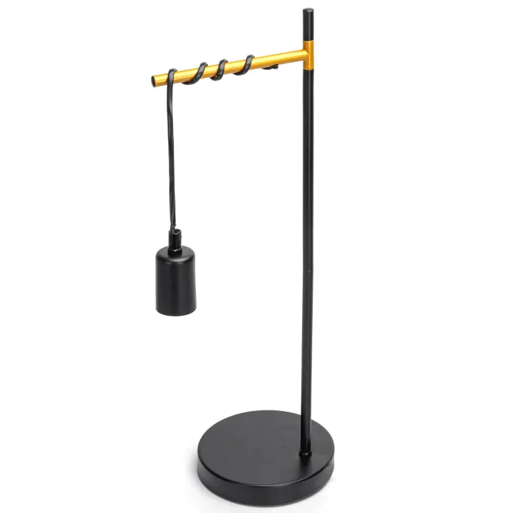 Aigostar lámpara de mesa retro E27, lámpara de escritorio industrial de metal con cable de 180cm con interruptor, lámpara de noche(sin bombilla), negro/dorado - 1