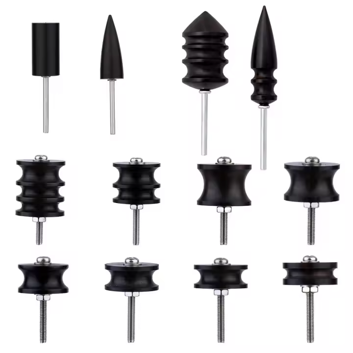 Juego De 12 Piezas De Lijadores De Cuero En Negro Y Madera Ebonita Herramienta De Pulido Para Bordes De Cuero Set De Herramientas De Taller De Cuero DIY - 1