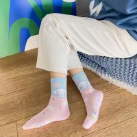 Calcetines Disney Miniso Cinnamoroll Para Mujer Azul De Algodón Peinado Medio Tubo Estilo Lindo Con Perro Dibujos Animados - details 15