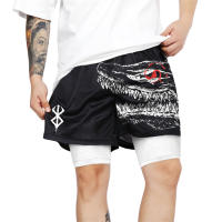 Shorts De Correr Para Hombre Berserk Impresión 2 En 1 Con Bolsillos Quick Dry Estirable Para Gimnasio Y Actividades De Verano - details 5
