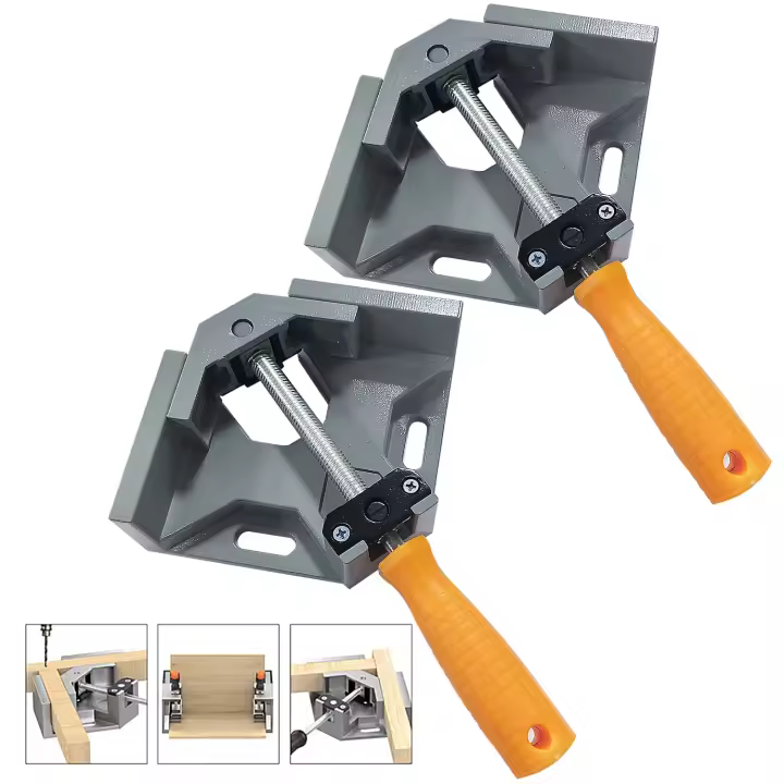 abrazaderas de ángulo recto, de aleación de aluminio de un solo mango con mordaza oscilante ajustable, para carpintería y soldadura de bricolaje. - 1