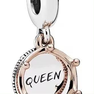 Charm colgante Pandora Queen & Regal Crown - Pulseras con charm Queen Charm Moments - Plata de ley y baño de oro rosa de 14 k - Mezcla de metales única，Incluye Caja Original - 1