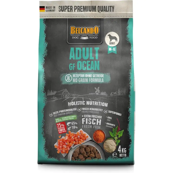 Pienso para perros ADULT OCEAN GF 12.5kg Alimento seco sin cereales para perros adultos de razas medios y grandes (M-XL) sensibles a los cereales y con un nivel de actividad normal- Belcando - 1