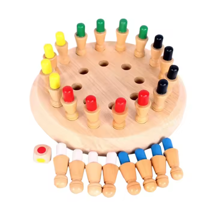 Juego De Memoria De Madera Juego De Ajedrez De Palillos Tablero De Colores Juguete Educativo Montessori Para El Aprendizaje De La Capacidad Cognitiva Juguetes Para Niños - 1