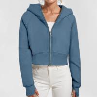 Sudadera con capucha para mujer, holgada, de manga larga, corta, informal, con forro polar y cremallera, chaqueta Kpop, ropa con capucha - details 7