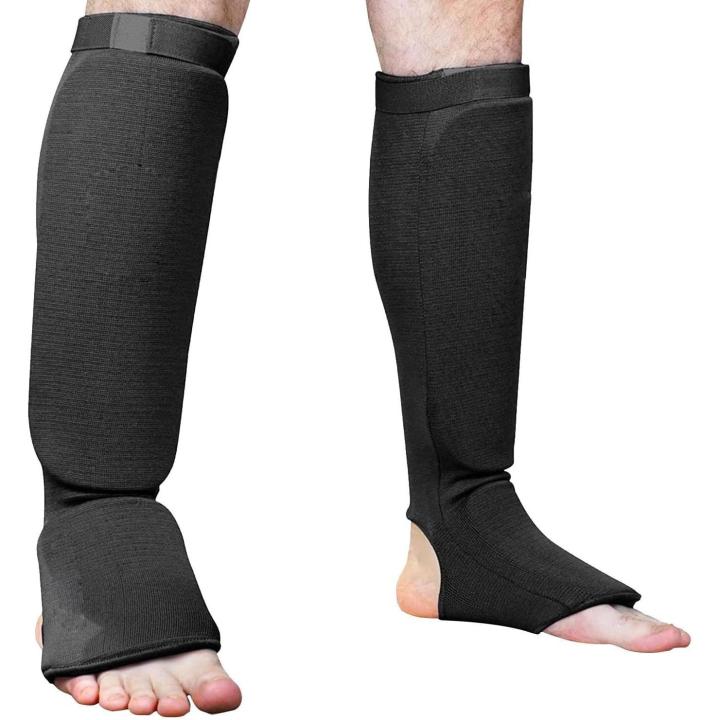 Espinilleras para MMA, espinilleras para artes marciales, espinilleras para kickboxing, muay thai, protector de piernas con protección para el empeine (negro, L)