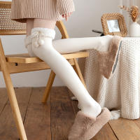 Calcetines Altos Invierno Cálidos Para Mujer Polo Ternos Gruesos Rayados Largo De Pierna Suave De Lana Y Poliéster Color Sólido - details 3