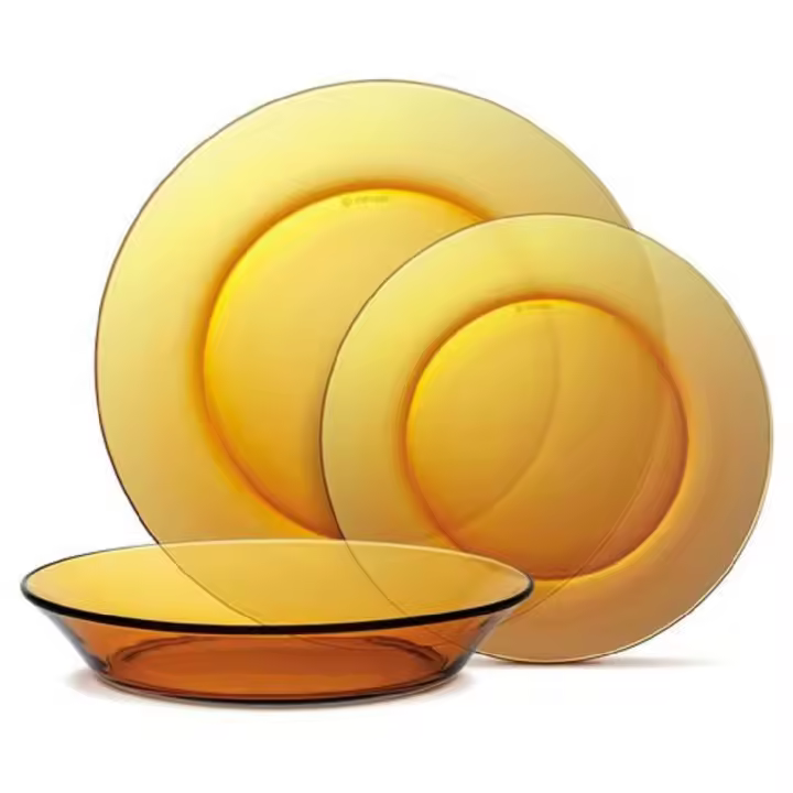 Duralex® Colección Lys ,Plato de cena，cristal Vermeil,Juego de 18 piezas , OK microondas y lavavajillas, Made in France - 1