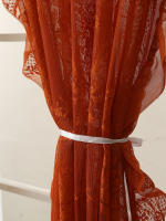 Cortinas De Encaje Naranja De 78 Pulgadas Con Espejo Redondo Para Sala De Estar Dormitorio Balcones Decoración De Hogar Y Fiestas - details 11