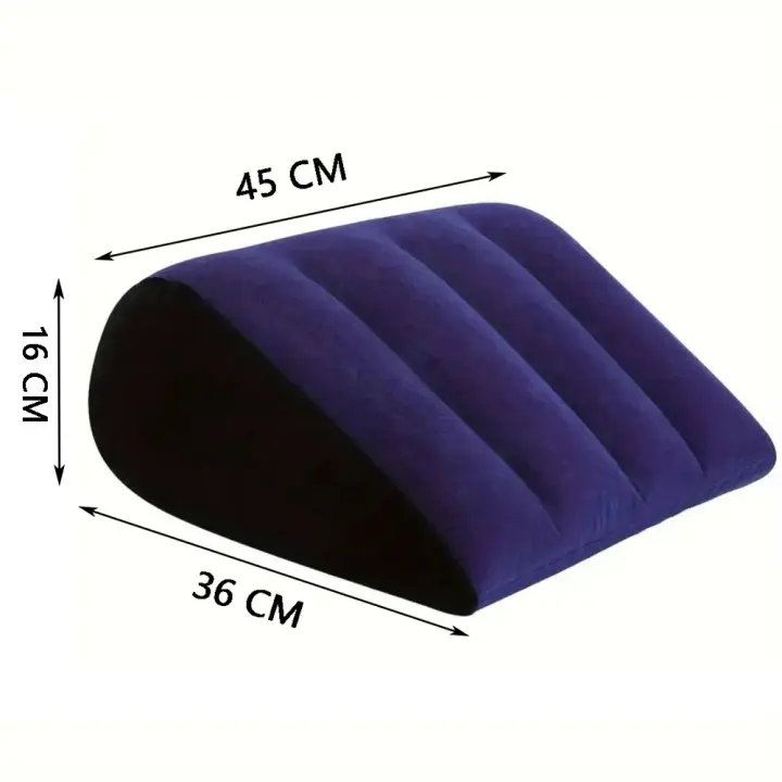Almohada Inflable De Silicona Con Recubrimiento De PVC Azul Y Negro Triángulo Cilindro Colchón Suave Para Soporte De Cabeza Y Espalda - 1