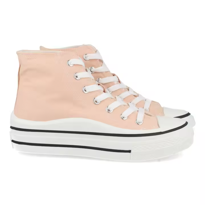 PuntoSalao Zapatillas altas lona mujer color rosa - 1