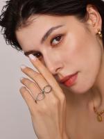 Encanto Anillo envuelto en perlas para mujer de tendencia fría de estilo coreano con diamantes Anillo de oro de 18 quilates chapado en acero de titanio simila,Elegant Versatile Titanium Steel Ring Gold Plated with Pearls and Diamonds Sensible Design - details 5