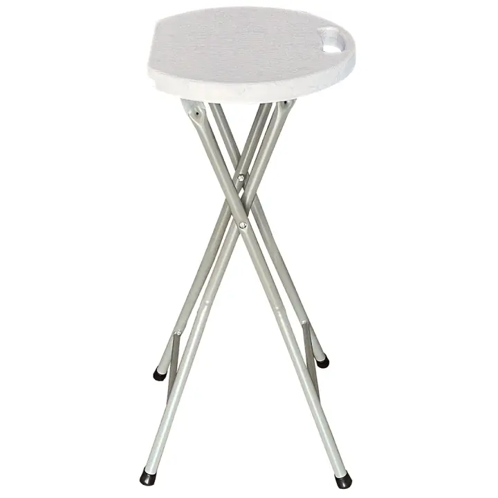 Acomoda Textil – Taburete Alto de Coctel Portátil para Jardín, Terraza y Patio. Asiento Plegable de Interior y Exterior Resistente y Duradero, Color Blanco 32,5x29x70 cm. - 1