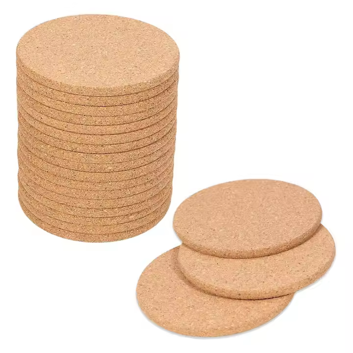 Paquete de 20 posavasios de Corcho para Bebidas, posavasios de Bar platillos reutilizables resistentes al Calor para Bebidas Wi - 1