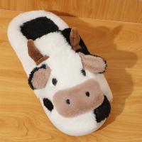 Pantuflas De Peluche Cálidas Para Hombres Y Mujeres Con Dibujos De Vaca Unisex Antideslizantes Para El Interior En Invierno Cubren Los Dedos - details 2