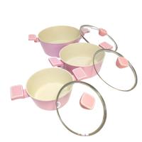 Royal swiss Batería de Cocina Rosa de 10 Piezas en Aluminio Forjado – Antiadherente, Apta para Inducción - cacerola de 20/24/28cm con tapa - sartén grill 28 cm - sartén 24 cm - 1 Cazo 18cm - details 1