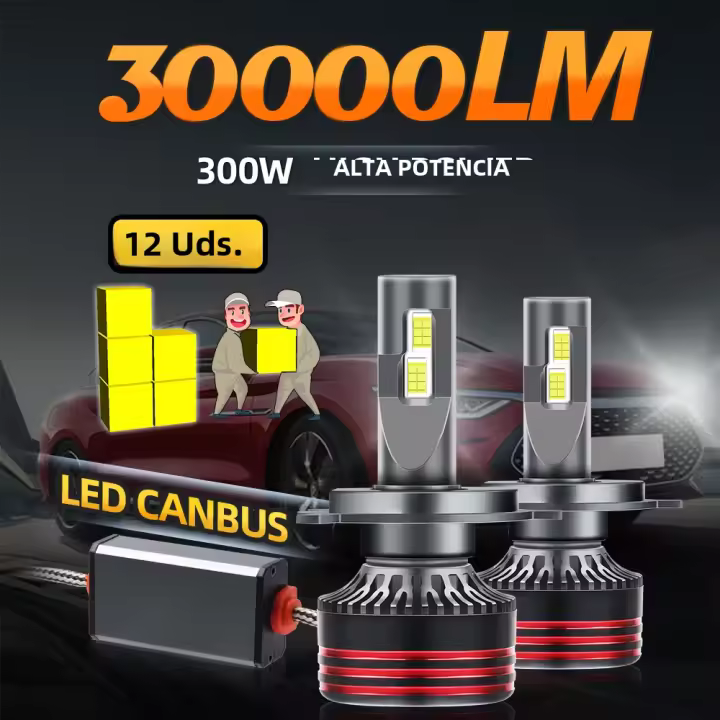 Kit De Conversión LED Para Faros De Coche H1 H7 H11 H4 H13 30000LM 6000K Blanco Frío Reemplazo Para Bombillas Halógenas - 1
