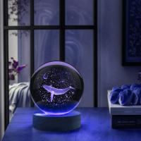 Lámpara De Noche De Vidrio Pulido Con Grabado Láser 3D De Luna Y Ballena Decoración Moderna Regalo De Navidad Para Sala - details 4