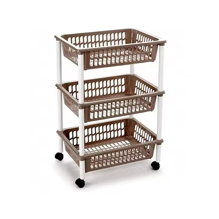 STARLEY-Carrito verdulero Modelo PLFT de plástico con 3 Niveles y Ruedas, cestas apilables portaobjetos, Frutas, Verduras, Cocina, baño ( 61 x 40 x 30 cm) - 1