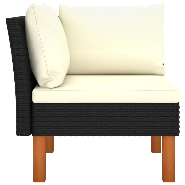 vidaXL Sofá esquinero de ratán sintético y madera maciza de eucalipto Gris, Negro, Conjunto Terraza Muebles Jardín Exterior Juego de Muebles de jardín Mueble Jardín Exterior Muebles de Salon Exterior - 1