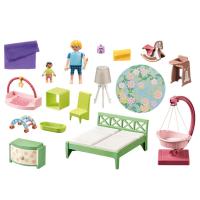 PLAYMOBIL (71609) Dormitorio mylife con Zona de Juegos bebe con cama colgante, cuna de hamaca infantil, caballo de madera, cambiador, trona, cama de matrimonio, My Life - details 1