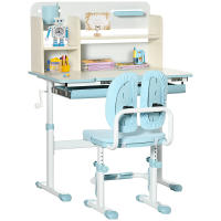 HOMCOM Juego de Escritorio y Silla para Niños de +3 Años Pupitre Infantil Altura Ajustable con 1 Cajón 1 Estante para Libros y Tablero de Mesa Inclinable 80x52x88-109 cm - details 0
