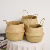 Cesta De Almacenamiento De Fibra De Planta Seagrass Tejida Con Flores Secas Para Decoración Del Salón Cesta De Ropa Y Escritorio Ecológica Y Práctica - details 3