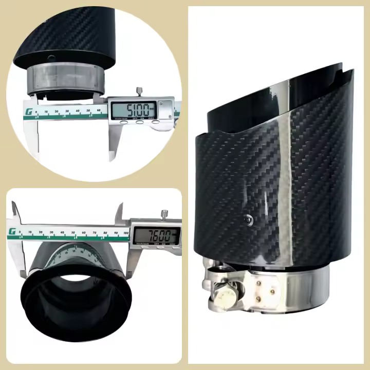 Tubo De Escape Para Coche Universal En Fibra De Carbono Y Acero Inoxidable Negro Brillante Tela Twill Mate Y Liso Tamaño Único - 1