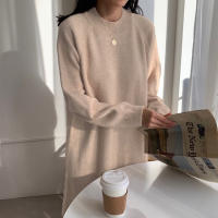 Vestido Largo Casual De Otoño Invierno REALEFT Para Mujer Suéter De Lana Gruesa Con Cuello Redondo Manga Larga Sobremano Suelto - details 0